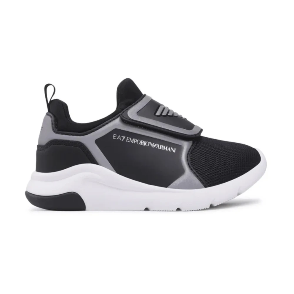 Emporio Armani Ea7 Unisex Kids Black Kids Sneakers, 30 Eu, Kids Trainers With Side Logo