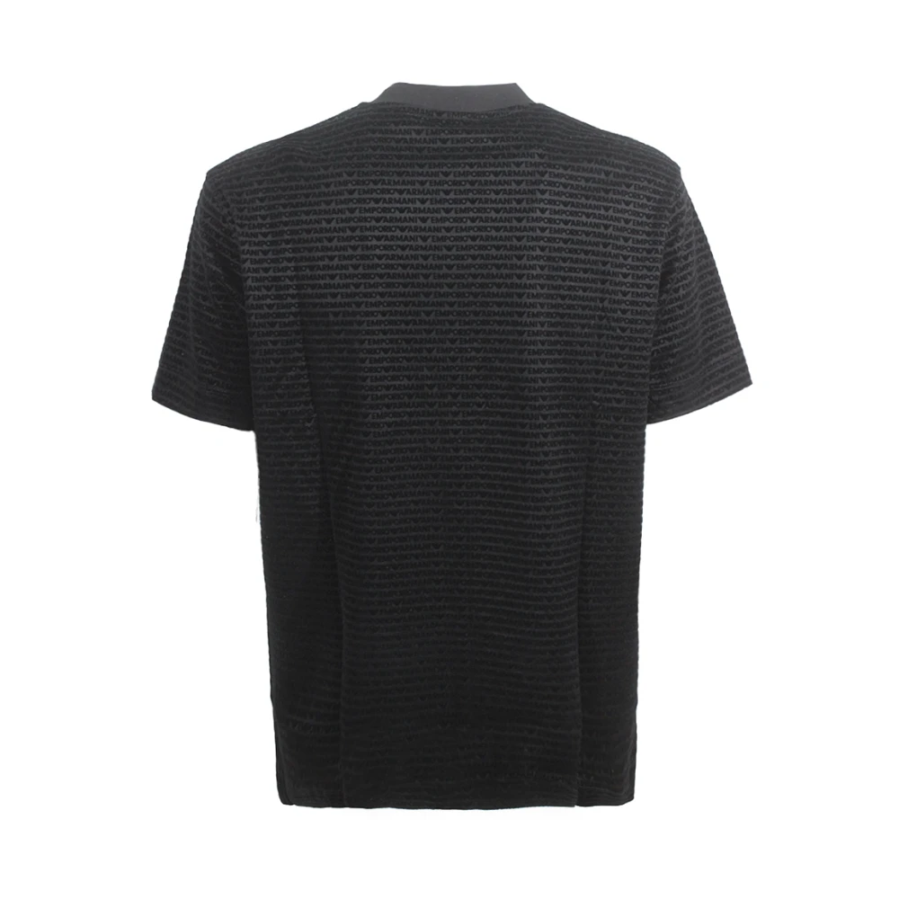 Emporio Armani Zwart Flock Print T-shirt Black Heren