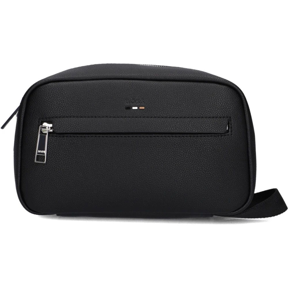 Hugo Men's Black Toilet Bags, One Size, Stylish Travel Washbag For