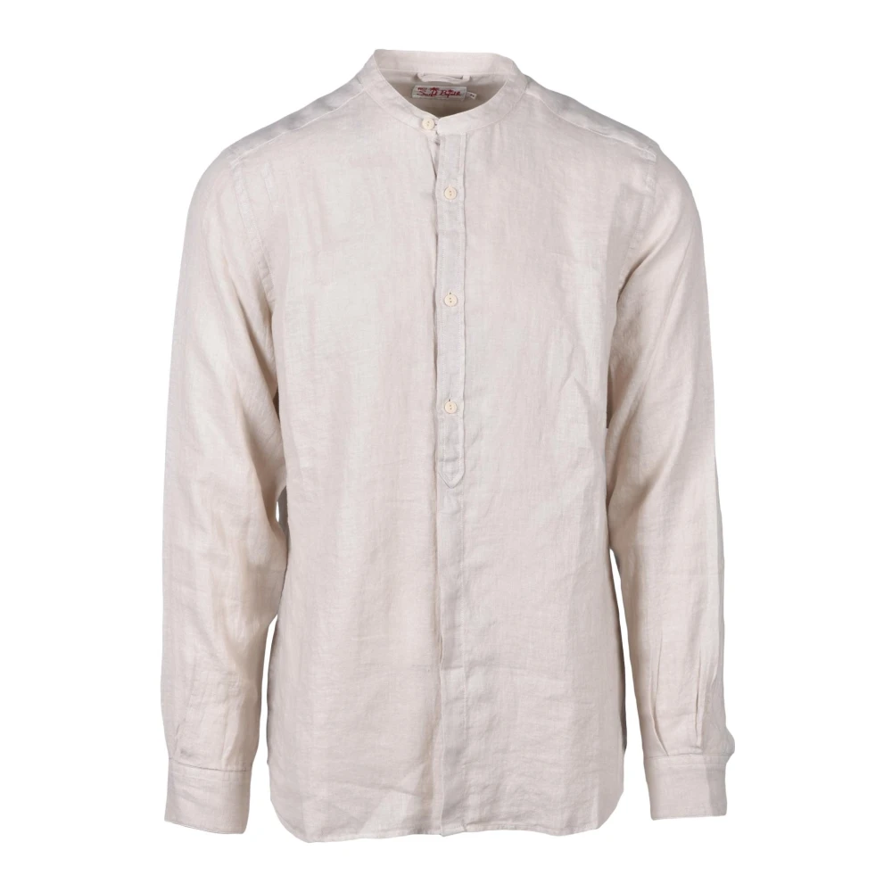 MC2 Saint Barth Linnen Overhemd Regular Fit Mandarin Kraag Beige Heren