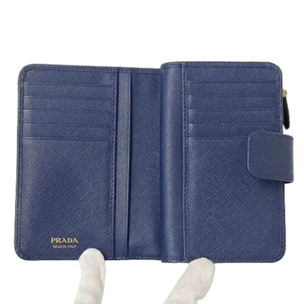 Prada Vintage Pre-owned Leather wallets Blue Unisex