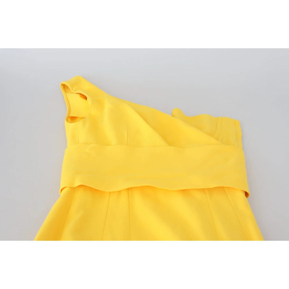 Dolce & Gabbana Gele One-Shoulder Midi Jurk Yellow Dames