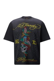 Washed Black Ed Hardy Hollywood Snake T-Shirt T-Shirt