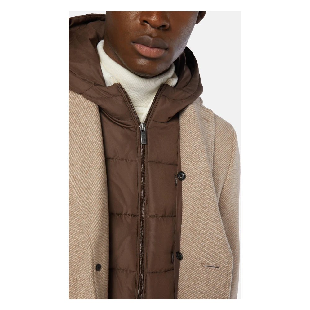 Boggi Milano Wollen jas met capuchon en bib Beige Heren