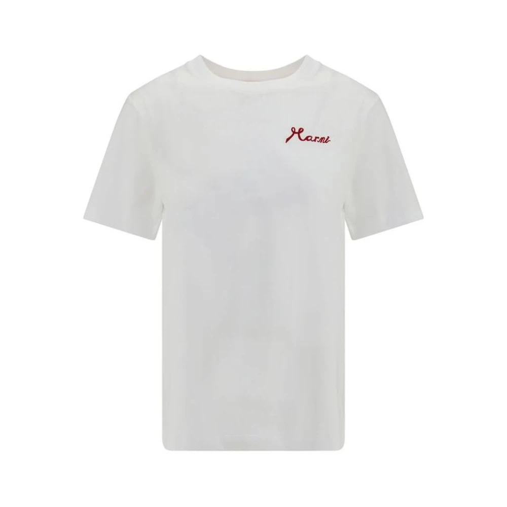 Marni Women's White T-Shirts, M, Classic Cotton T-Shirt With Crew Neck