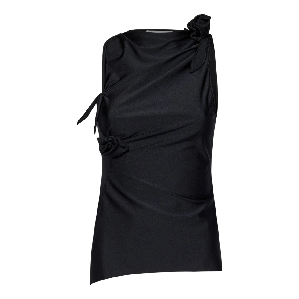 Coperni Zwarte Asymmetrische Knoop Top met Bloemdetail Black Dames