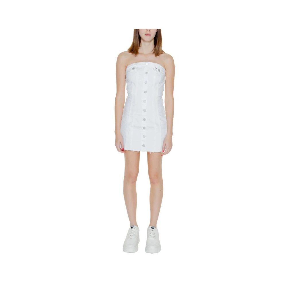 Tommy Jeans Korte Katoenmix Jurk Collectie White Dames