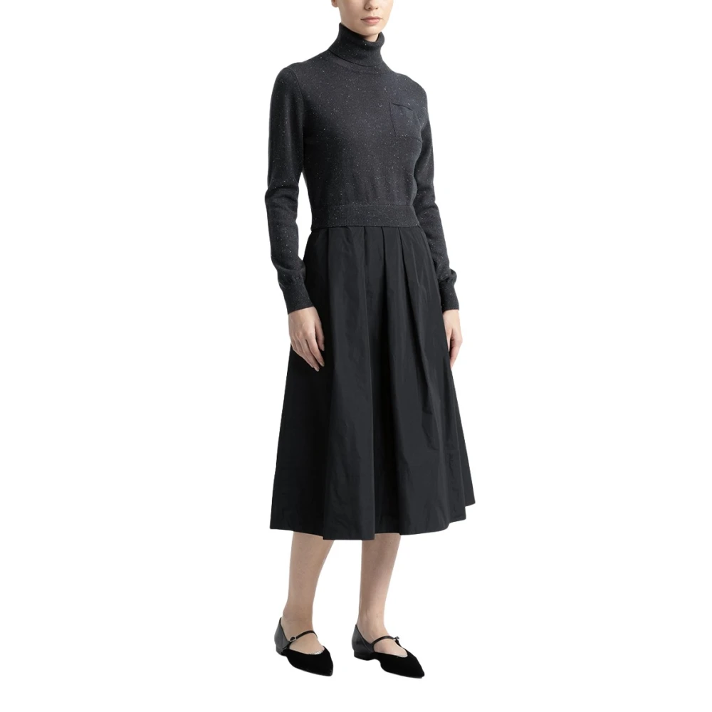 PESERICO Wol zijde kasjmier lurex en taffeta jurk Gray Dames