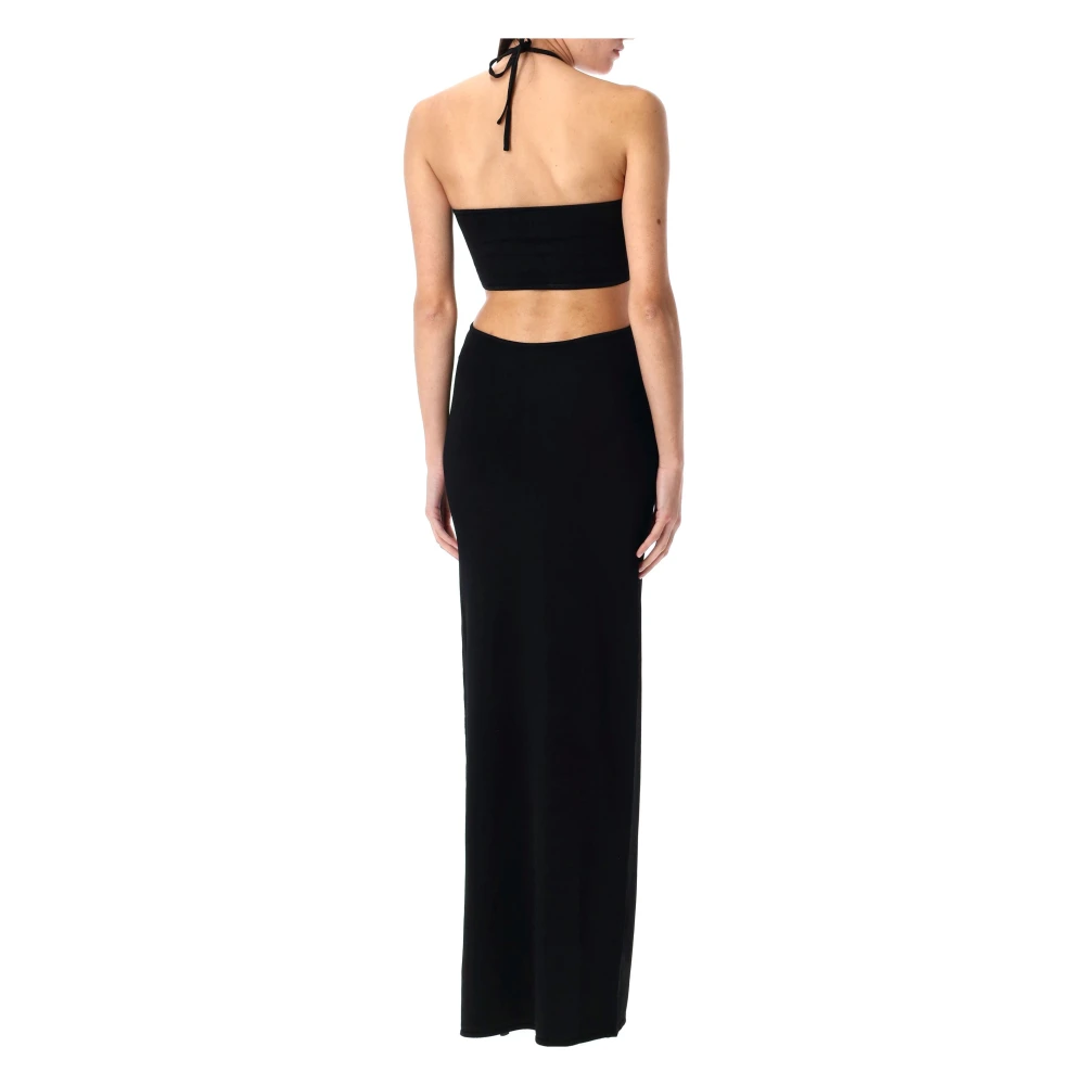 Coperni Zwarte Gebreide Halter Lange Jurk Black Dames