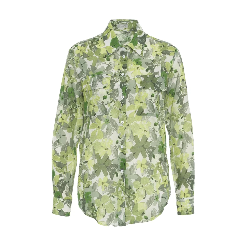 Himon's Groene Bloes met Bloemenpatroon en Knoopsluiting Multicolor Dames