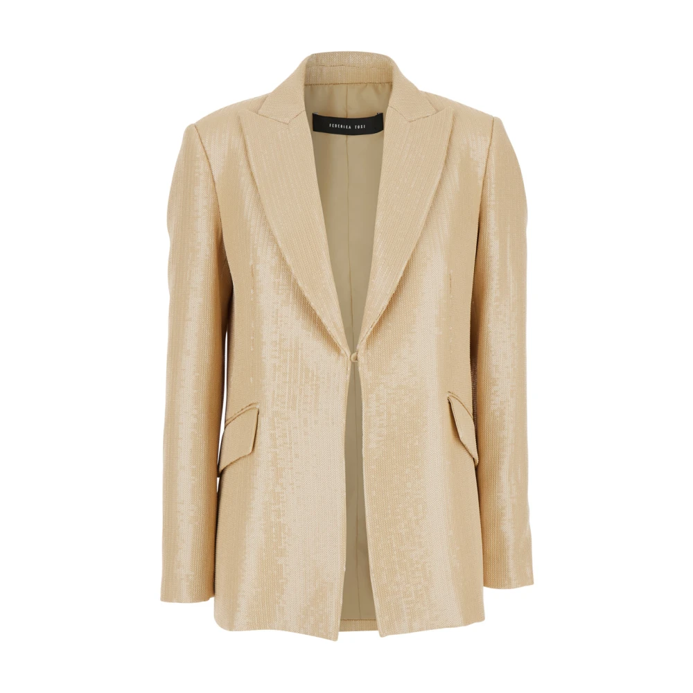 Federica Tosi Paillet Beige Jas Vrouw Tech Stof Beige Dames