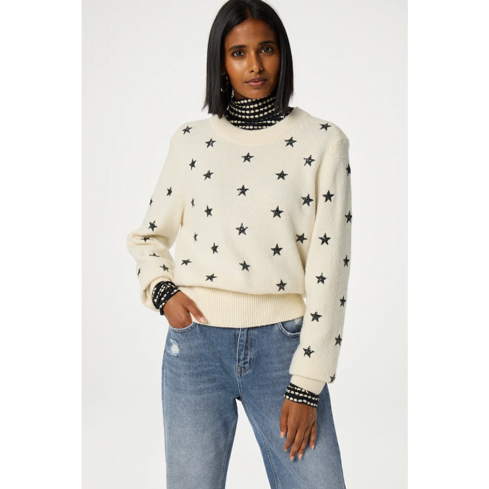 Fabienne Chapot Sterrenprint Crème Pullover Beige Dames