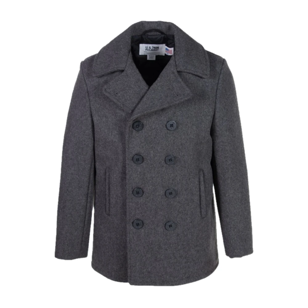 Schott NYC Iconische U.s. Navy Peacoat Oxford Grey Gray Heren