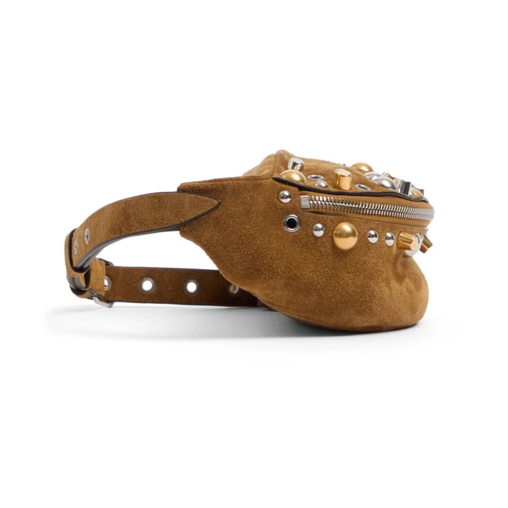 Valentino Garavani Beige Suède Schoudertas met Studs Brown Dames