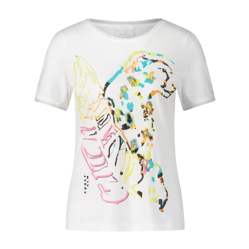 Sportalm Luipaardprint Katoenen T-Shirt White Dames