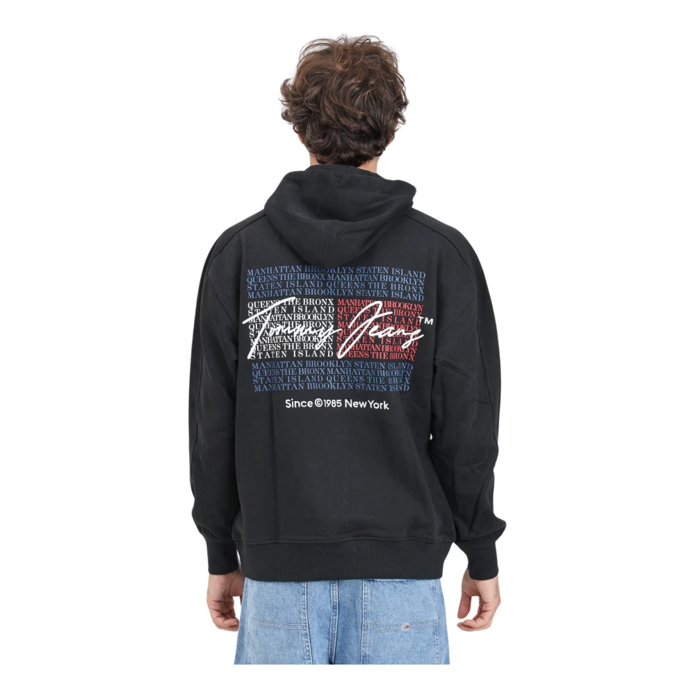 Tommy Jeans Zwarte hoodie met logoprint Black Heren