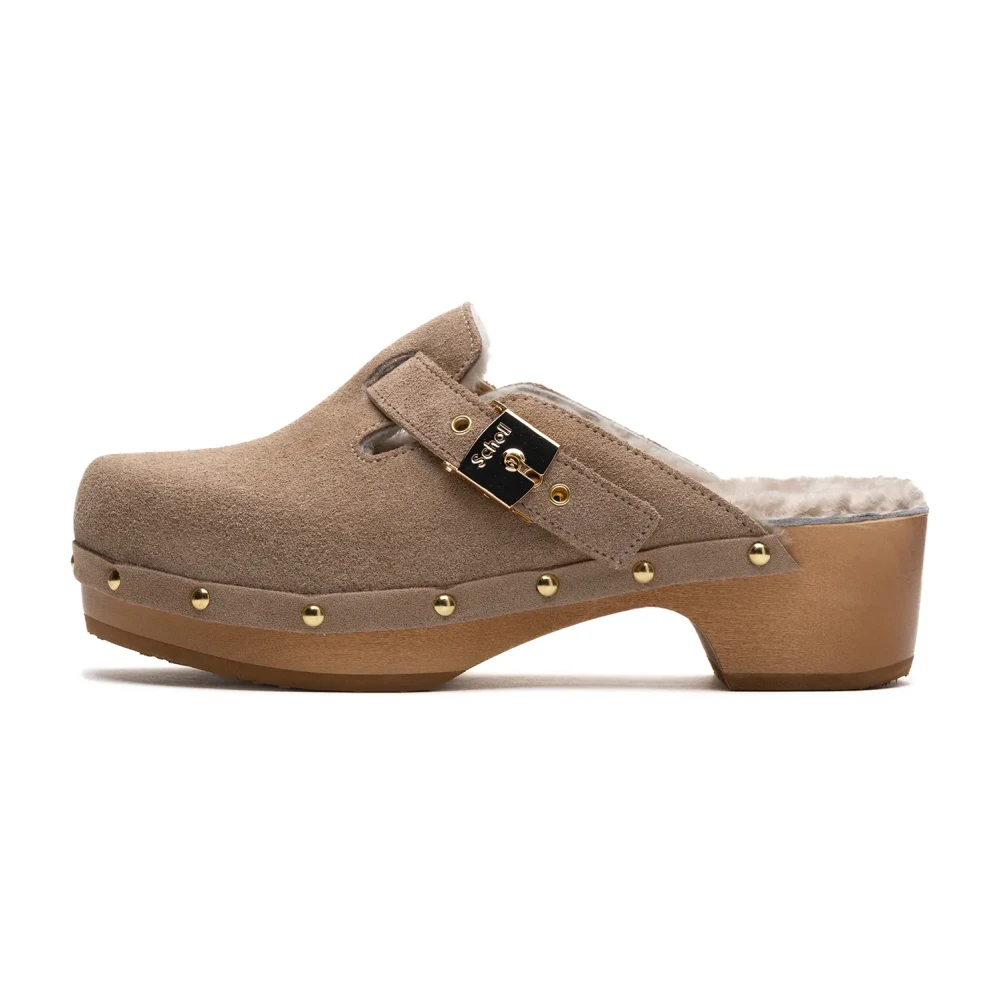 Scholl Brown Clogs, Female, 5 Uk, Pescura Fae Fur