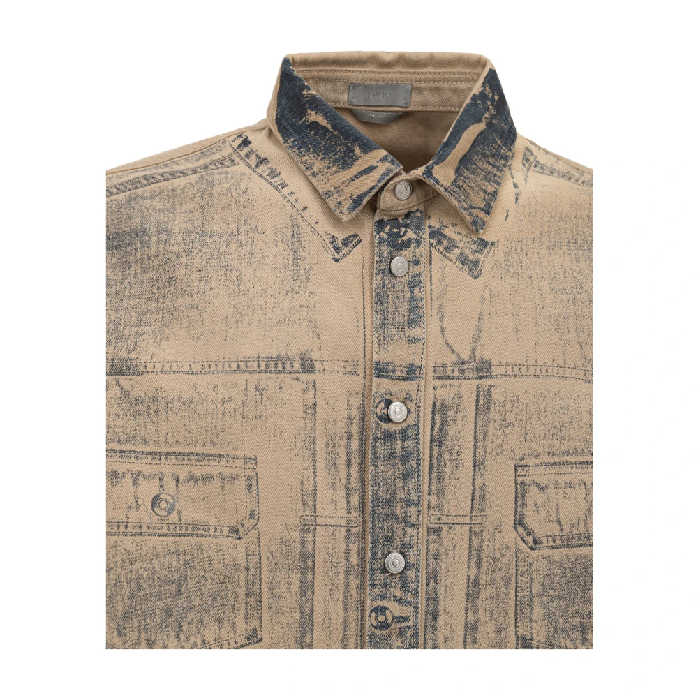 Dior All-Over Print Overshirt Casual Style Beige Heren