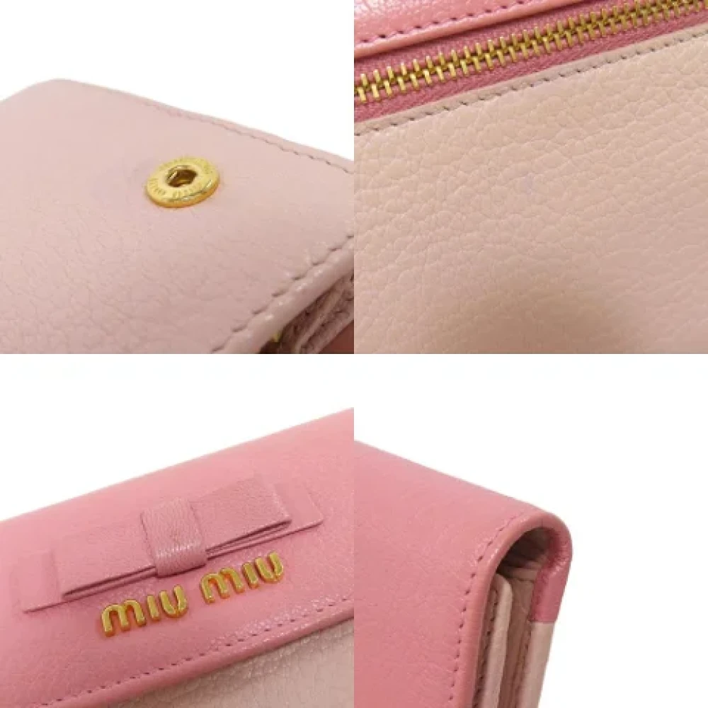 Miu Pre-owned Leather wallets Pink Dames