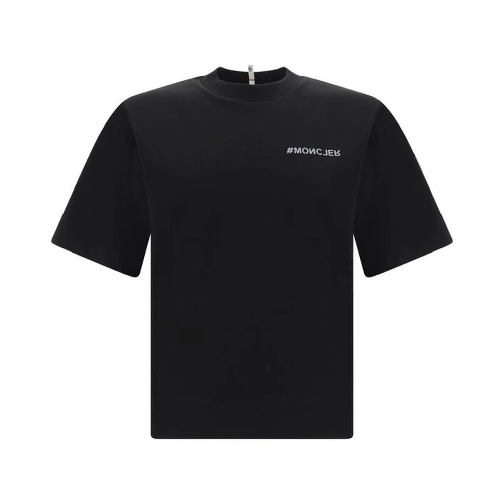 Moncler Monogram Katoenen T-shirt met Ronde Hals Black Heren