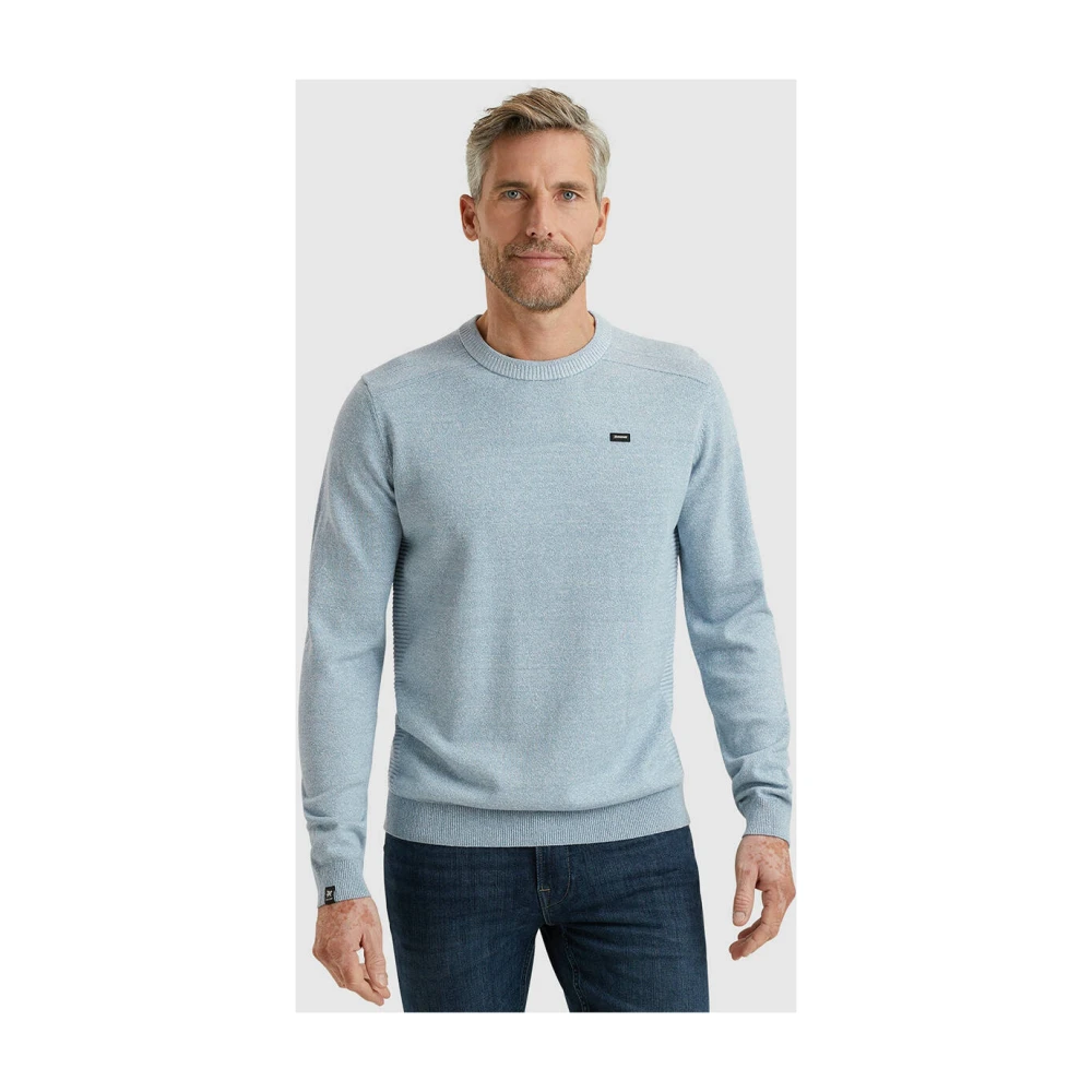 Vanguard Ronde Hals Katoen Linnen Pullover Blue Heren
