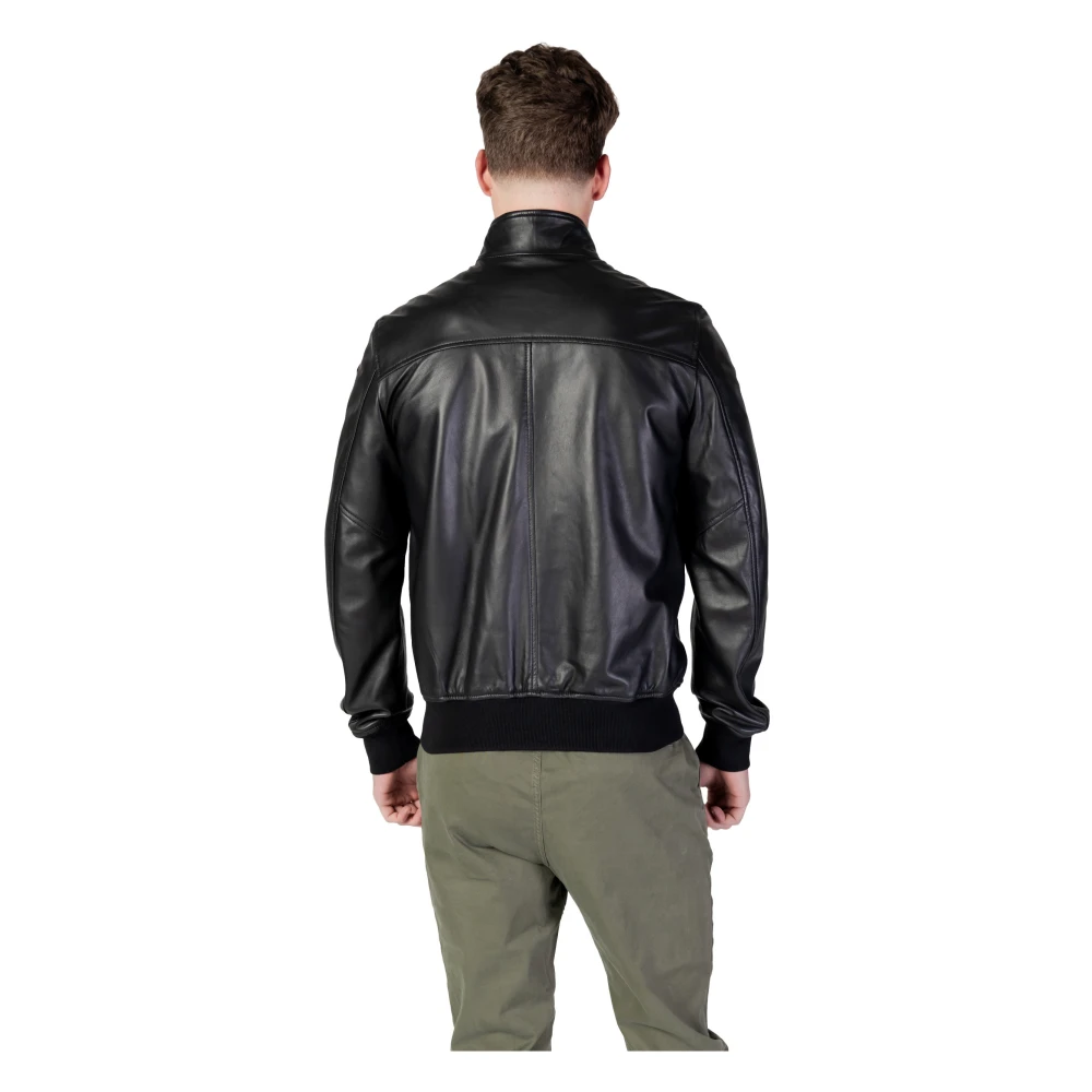Blauer Zip-Up Bomberjack voor Mannen Black Heren