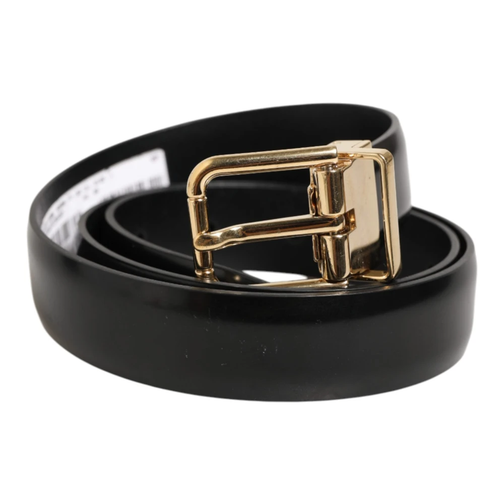 Dolce & Gabbana Unisex Gold Classic Leather -Tone Buckle Belt