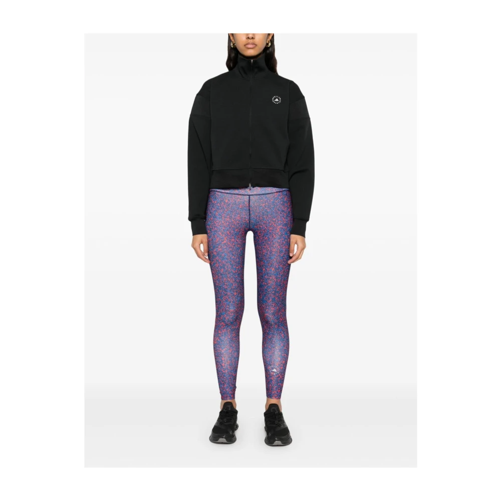 adidas by stella mccartney Zwarte Sweater met Rits en Logo Black Dames