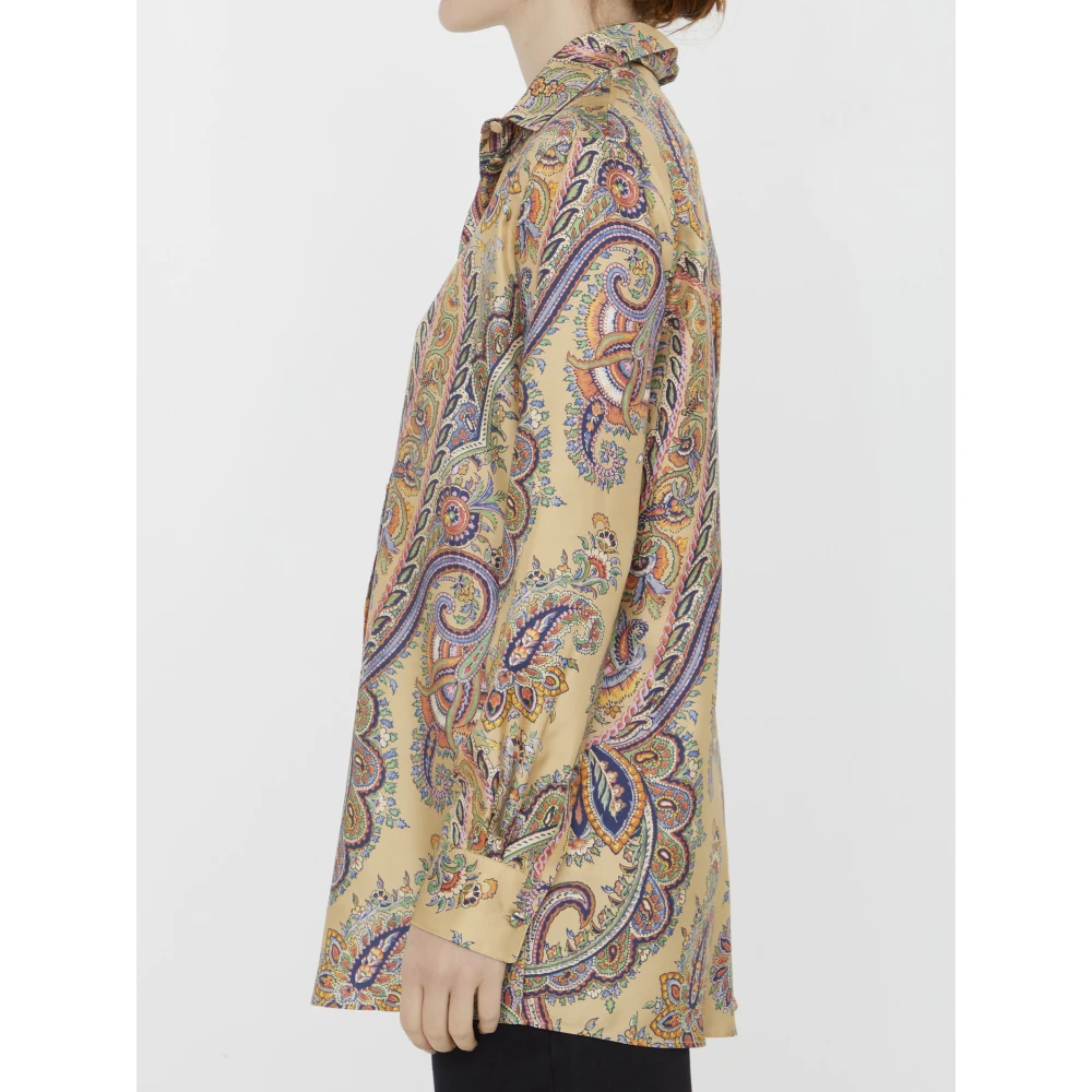 ETRO Zijden Twill Overhemd met Paisley Motief Beige Dames