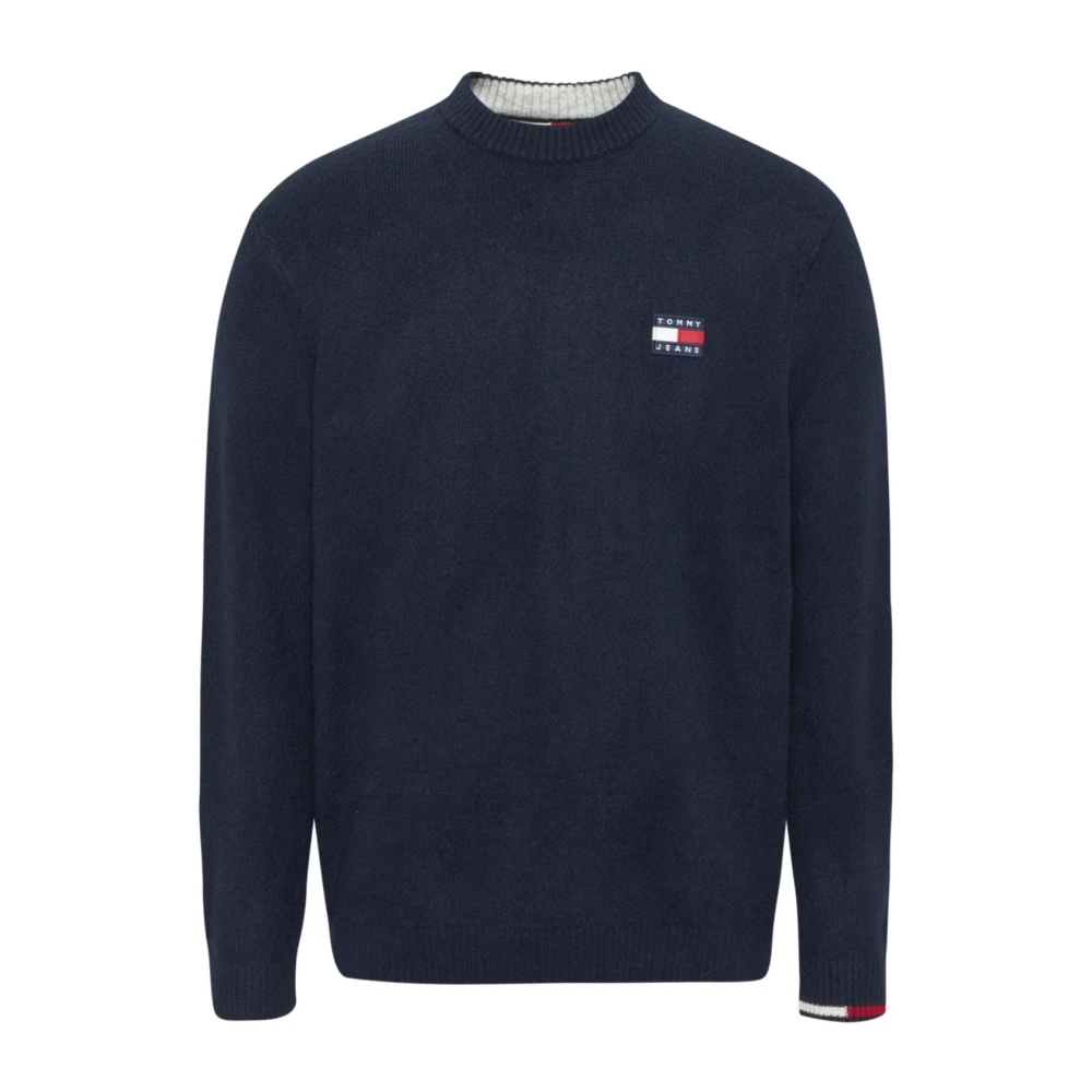 Tommy Jeans Mannelijk Blauw Truien & Vesten Heren, M, Katoen, Essentiële Katoenen Ronde Hals Trui