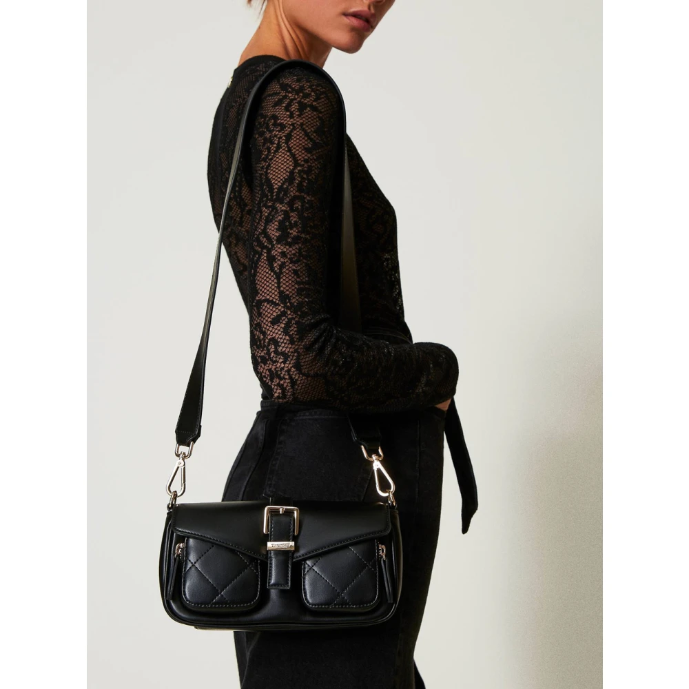 Twinset Zwarte schoudertas met exclusief ontwerp Black Dames