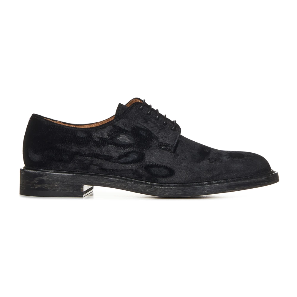 Maison Margiela Zwarte Velvet Oxford Veterschoenen Ss23 Black Heren