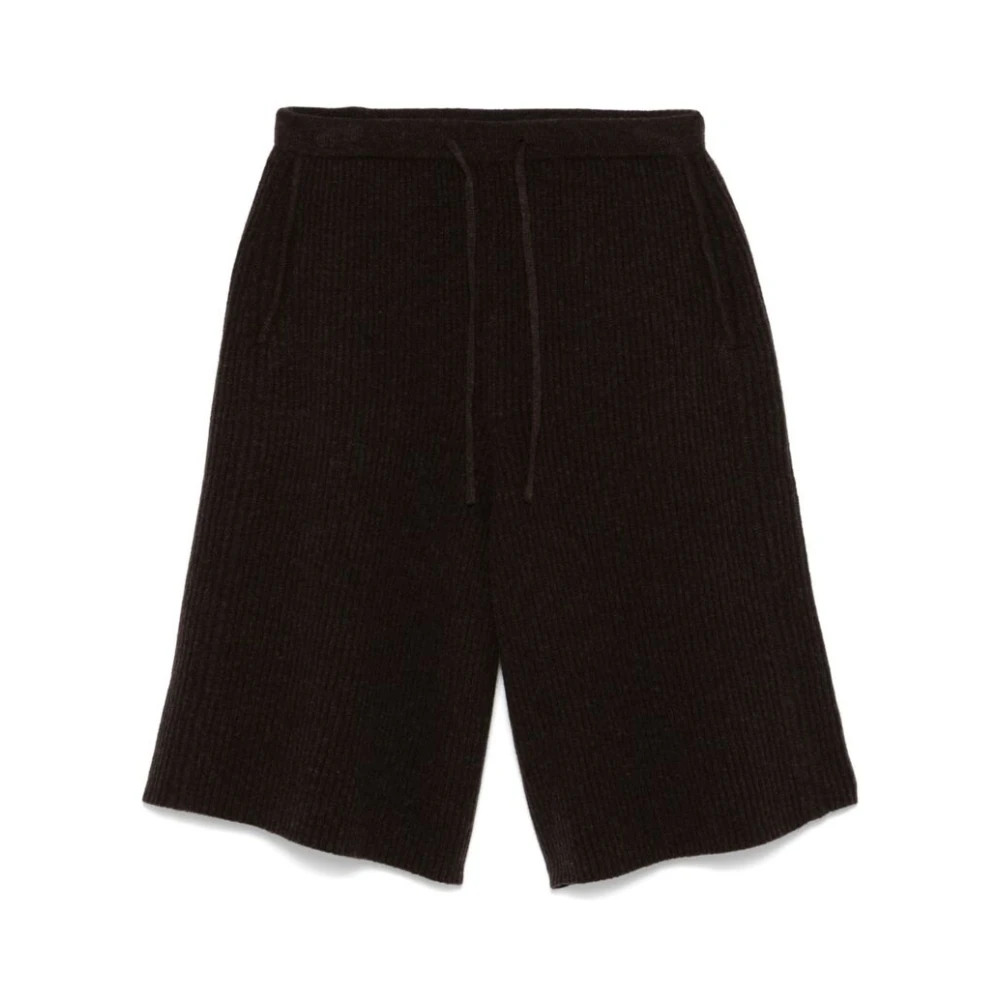 Lemaire Bruine Wollen Gebreide Wijde Pijp Shorts Brown Dames