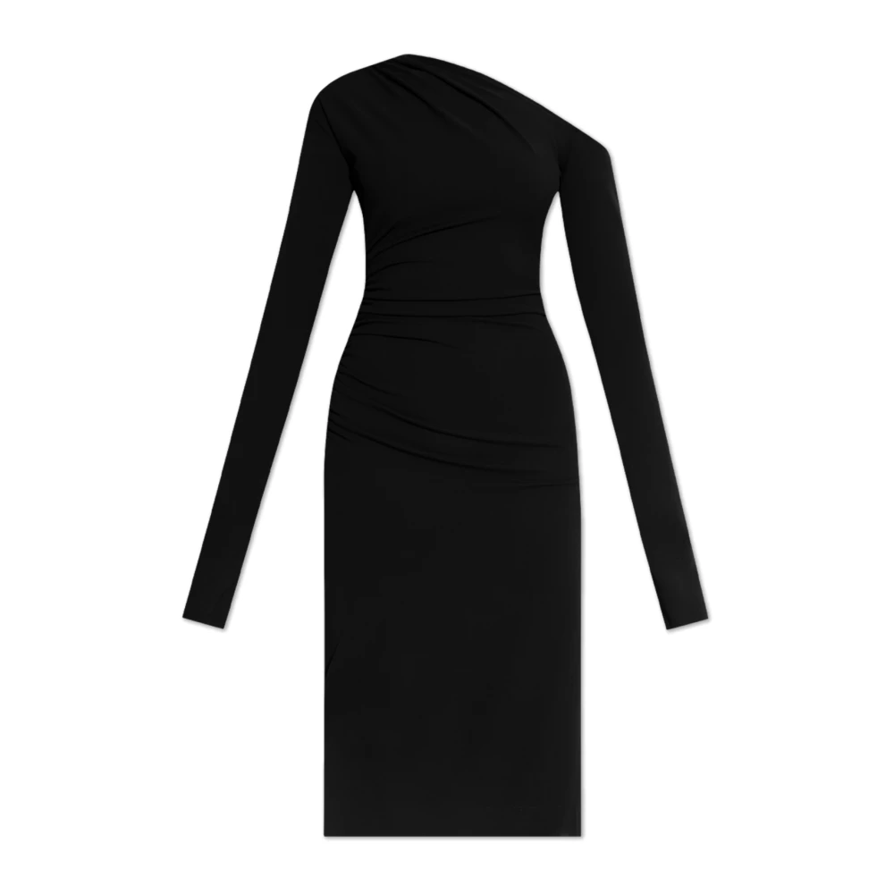 Dolce & Gabbana Zwarte gedrapeerde midi-jurk viscosemix Black Dames