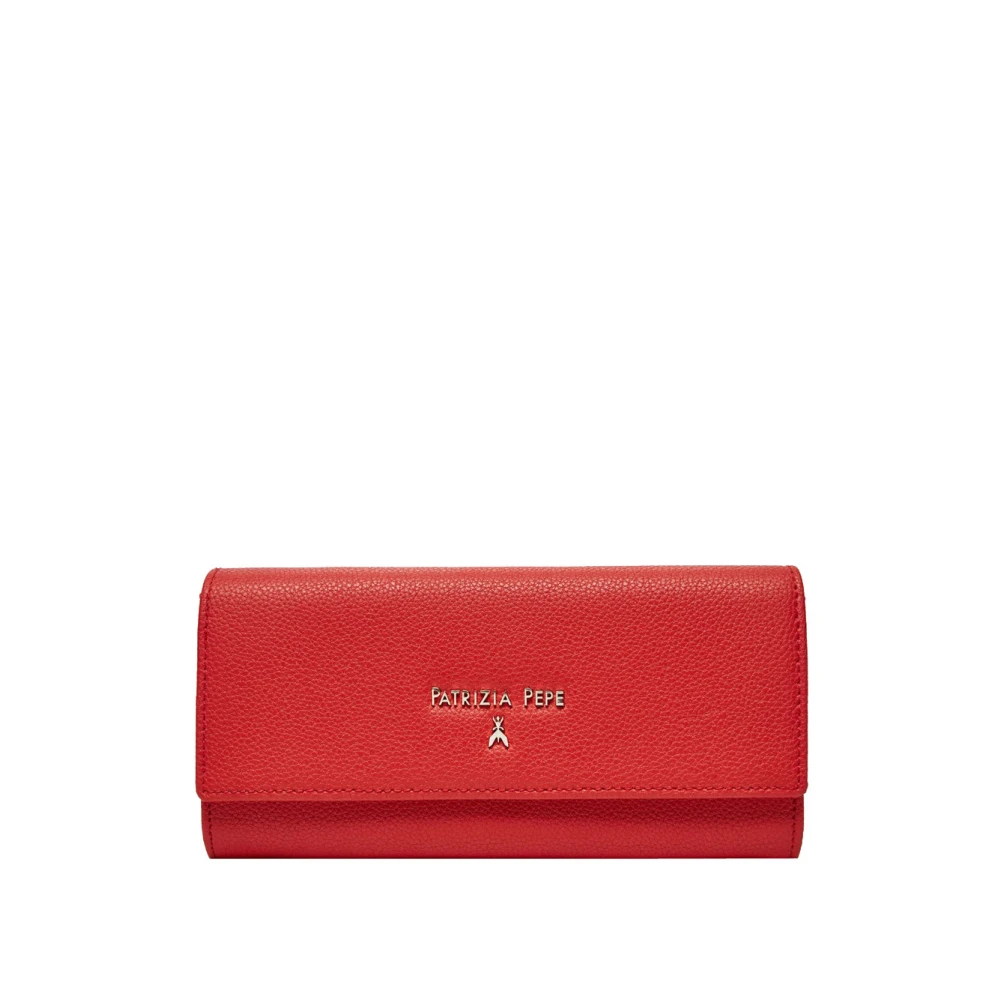 PATRIZIA PEPE Rode leren portemonnee met letterdetail Red Dames