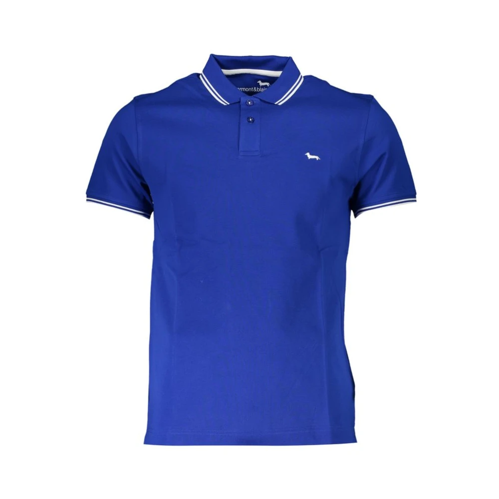 Harmont & Blaine Men's Blue Slim Fit Polo With Short Sleeves And Contrast, Polo Shirts, M, Tops