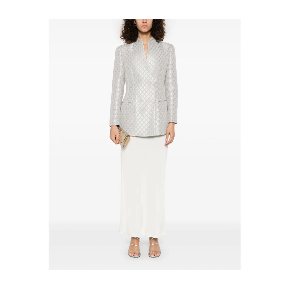 Giorgio Armani Geometrische Jacquardjas met pailletten White Dames