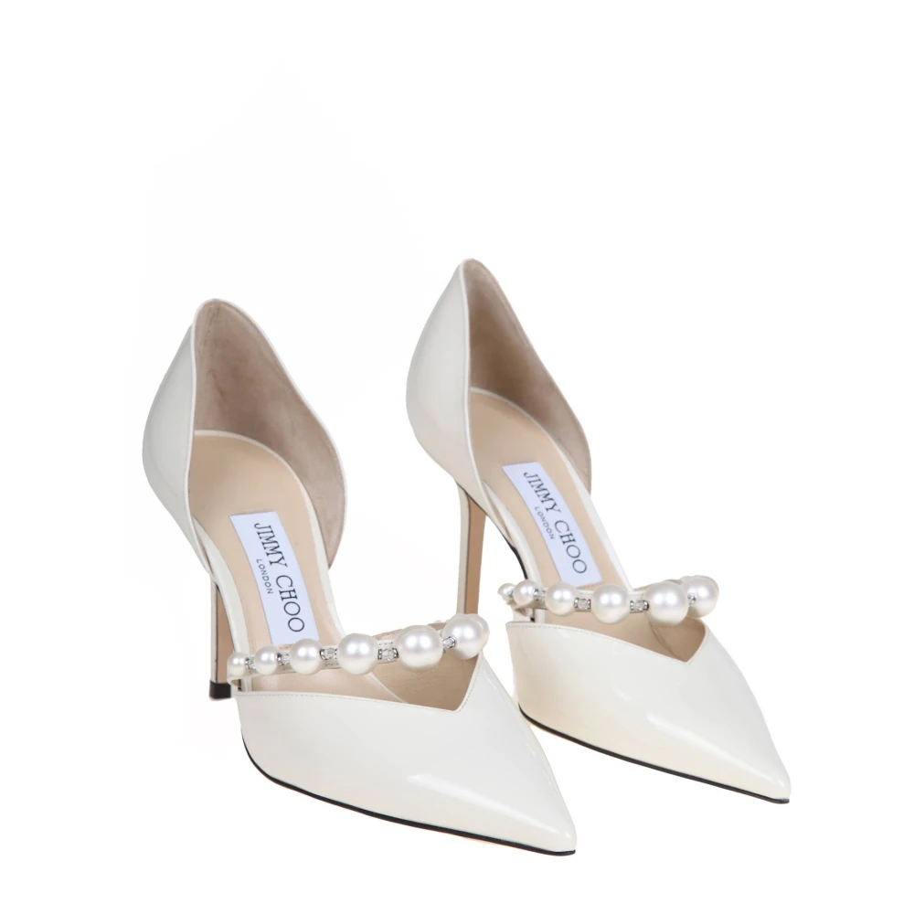 Jimmy Choo Pumps van lakleer met parels en kristallen White Dames