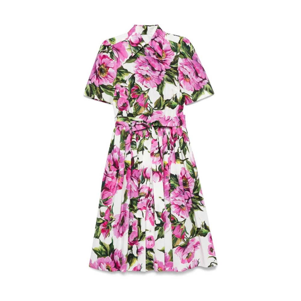 Dolce & Gabbana Ultra Roze Jurk met knoopsluiting Multicolor Dames
