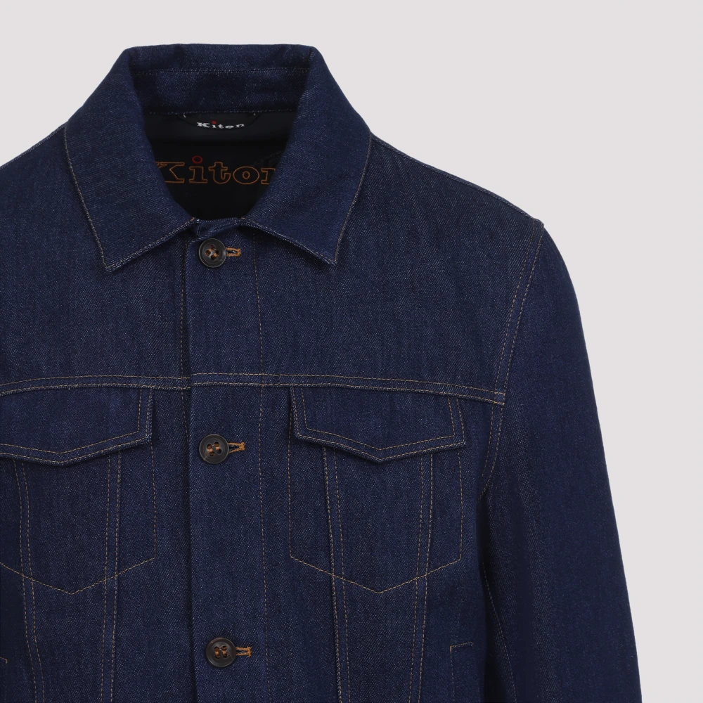 Kiton Blauwe Jas voor Stijlvolle Outfits Blue Heren