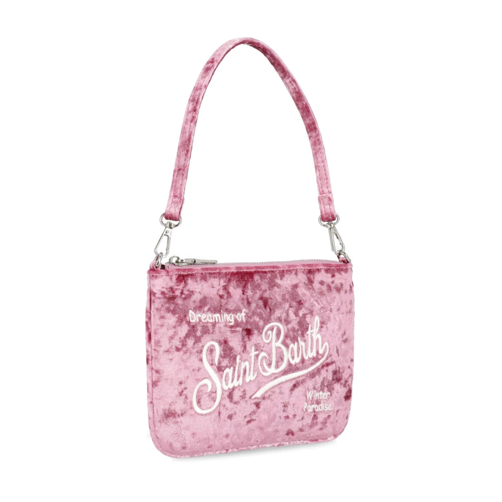 Saint Barth Roze Velvet Pochette met Borduurwerk Pink Dames