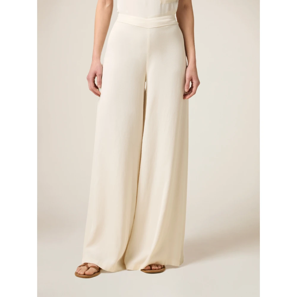 Oltre Wijde Pijp Palazzo Broek in Zacht Tencel Mengsel White Dames