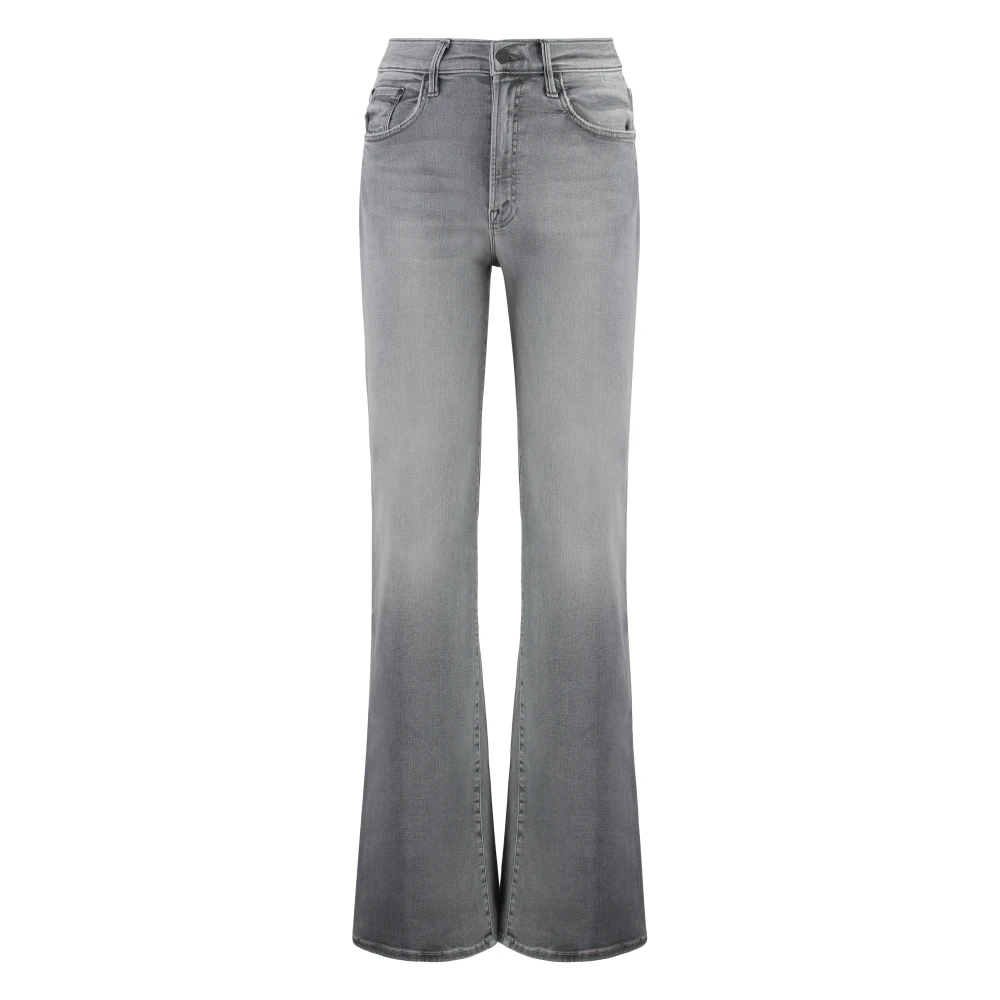 Mother Metalen Knoop Straight Leg Jeans Gray Dames