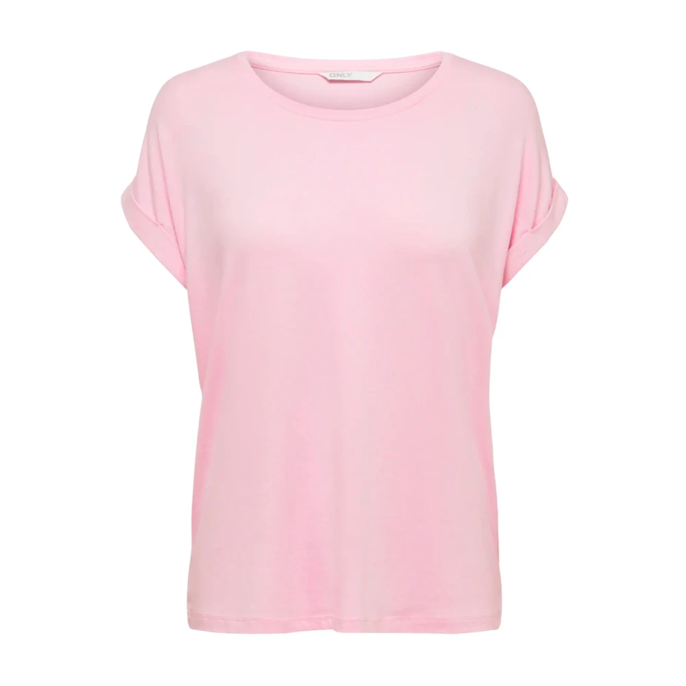Only Women's Pink Short Sleeve T-Shirt Regular Fit Large