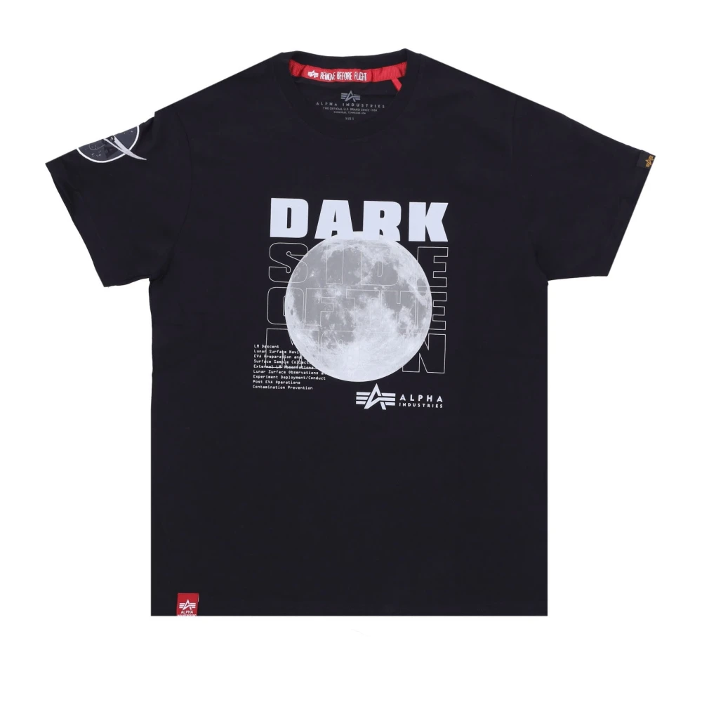 alpha industries Reflecterende Zwarte Tee met Nasa Patch Black Heren