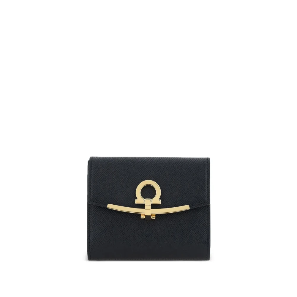 Ferragamo Women's Black Wallets & Cardholders, One Size, Fold-Over Clasp Purse
