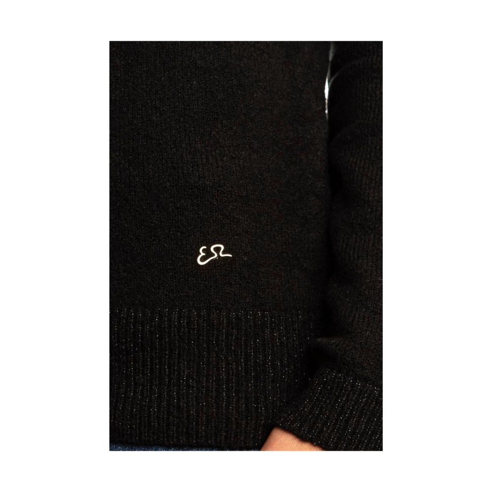 YES ZEE Zwarte viscose trui met lurex kraag Black Dames