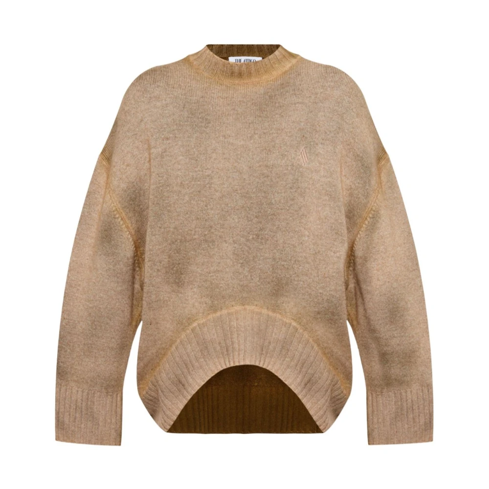 The Attico Bruine Crew Neck Sweater met Logo Brown Dames