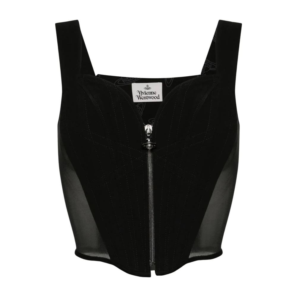Vivienne Westwood Women's Black Sleeveless Tops,, Classic Corset Style Extra Small