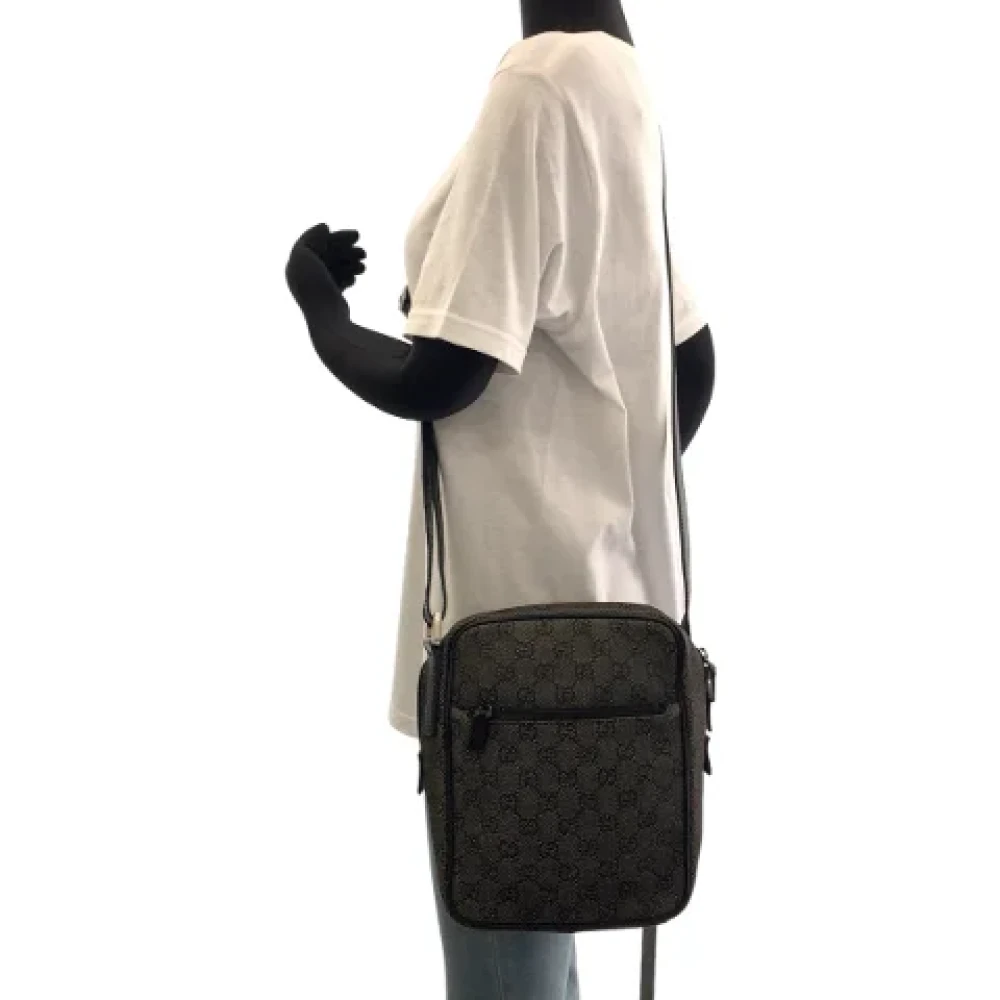 Gucci Vintage Pre-owned Canvas crossbody-bags Gray Heren